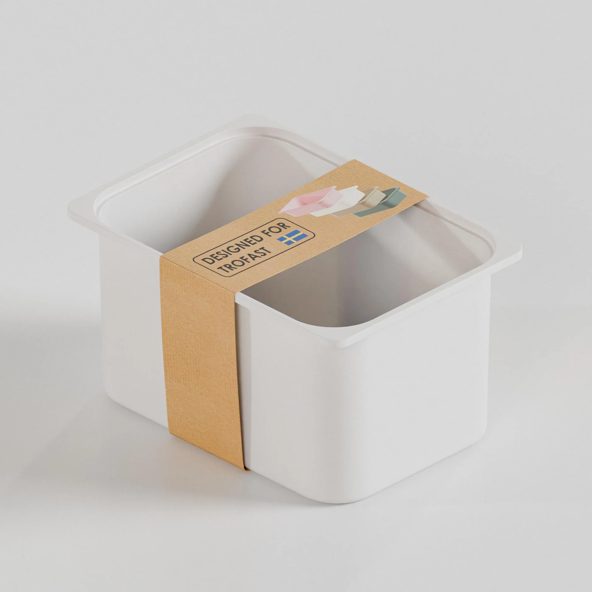 TRÖVI Caja grande 42 x 30 x 23 cm para estantes Trofast, caja alta de plástico, blanco, beige, rosa y verde, caja de plástico profunda para habitación infantil, juguetes y hogar (blanco)
