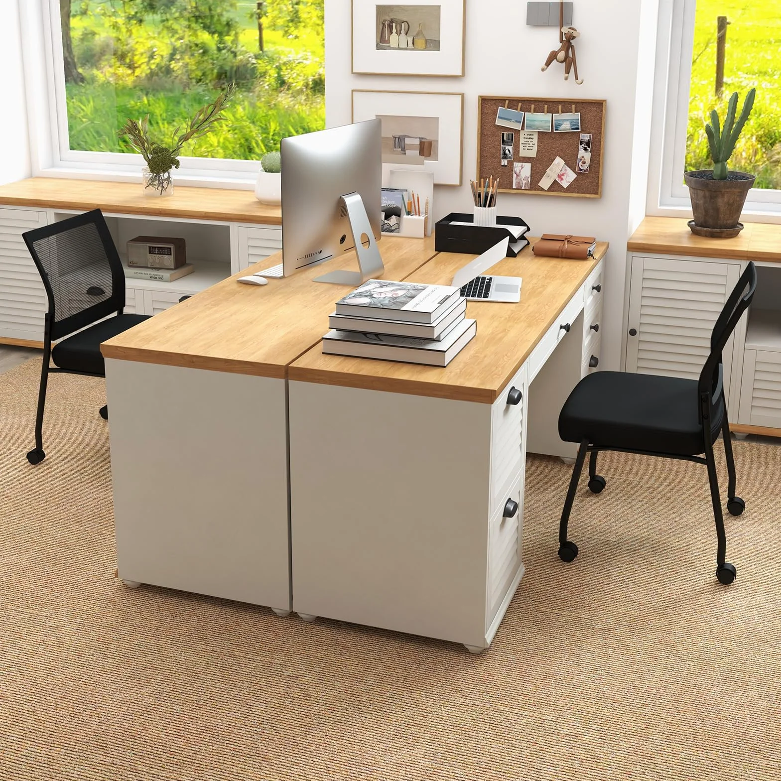 HOMASIS Juego de 2 sillas de Conferencia con Ruedas, Silla de Visita apilable con Rejilla, Silla de Oficina ergonómica con Respaldo, Silla apilable para Oficina, Conferencia, Negro (Sin reposabrazos)