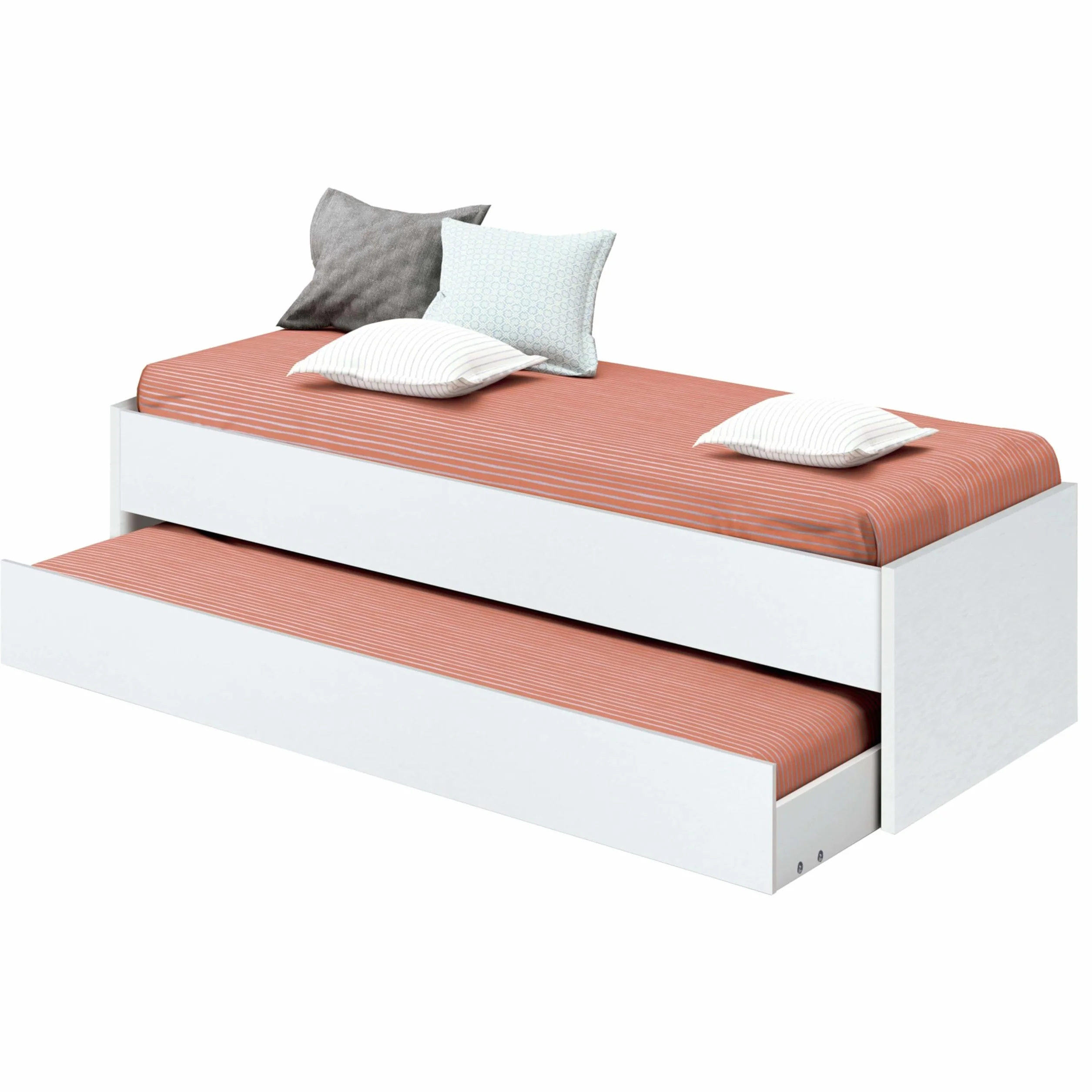 Miroytengo Pack Muebles Dormitorio Juvenil Tibet Estilo Contemporáneo en Color Blanco Mate (Cama 105x190 cm + Armario + Cómoda)