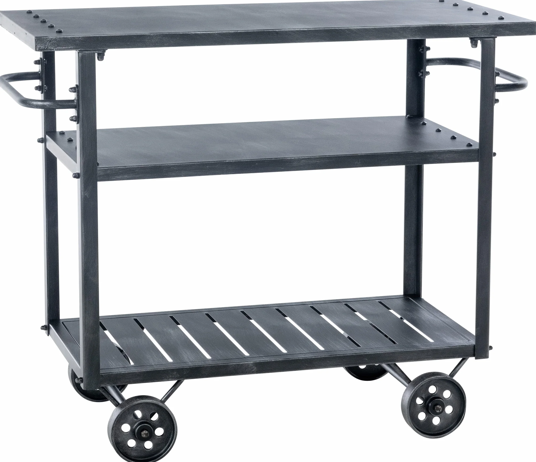 CLP Carro De Servicio Spring Metálico con Ruedas & Asas I Carrito De Cocina con 3 Estantes De Almacenamiento, Color:marrón Plata