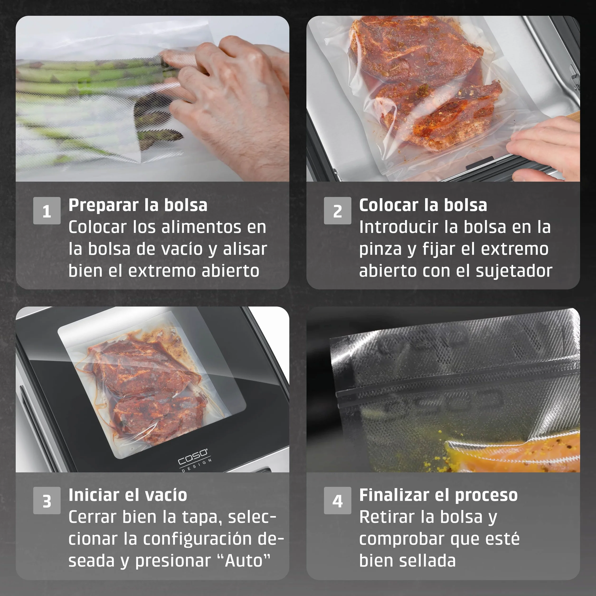 CASO VacuChef 40 - Envasadora al vacío profesional de cámara compacta - Potente capacidad de vacío de 70 L/min - Cámara con capacidad de 3 litros - acero inoxidable