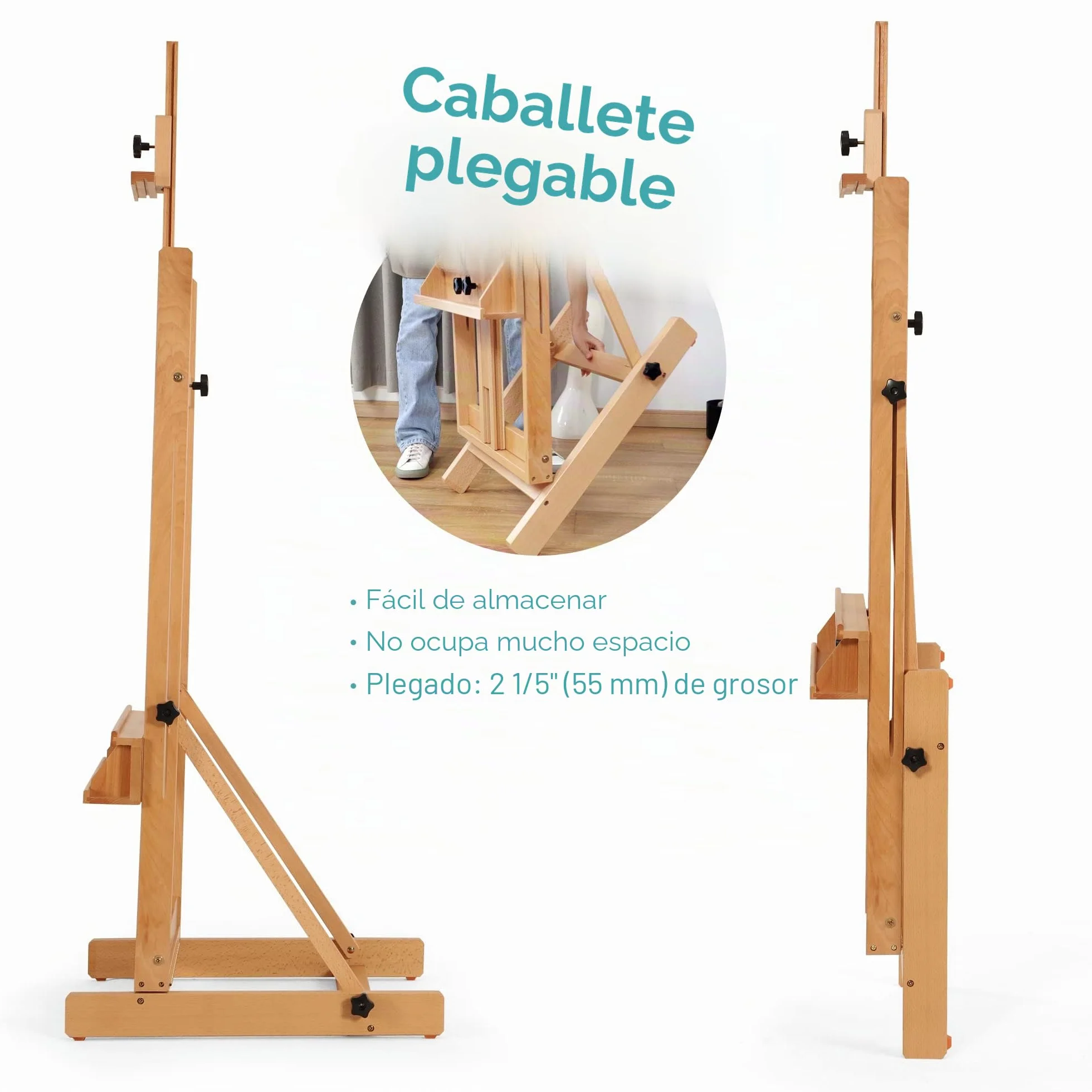 VISWIN Caballete Pintura en H Grande, Caballete Pintar Profesional Ajustable de Madera de Haya con Bandeja 135-231cm, Caballete Estable de Estudio para Adultos, Artistas, Pintor, Estudiantes