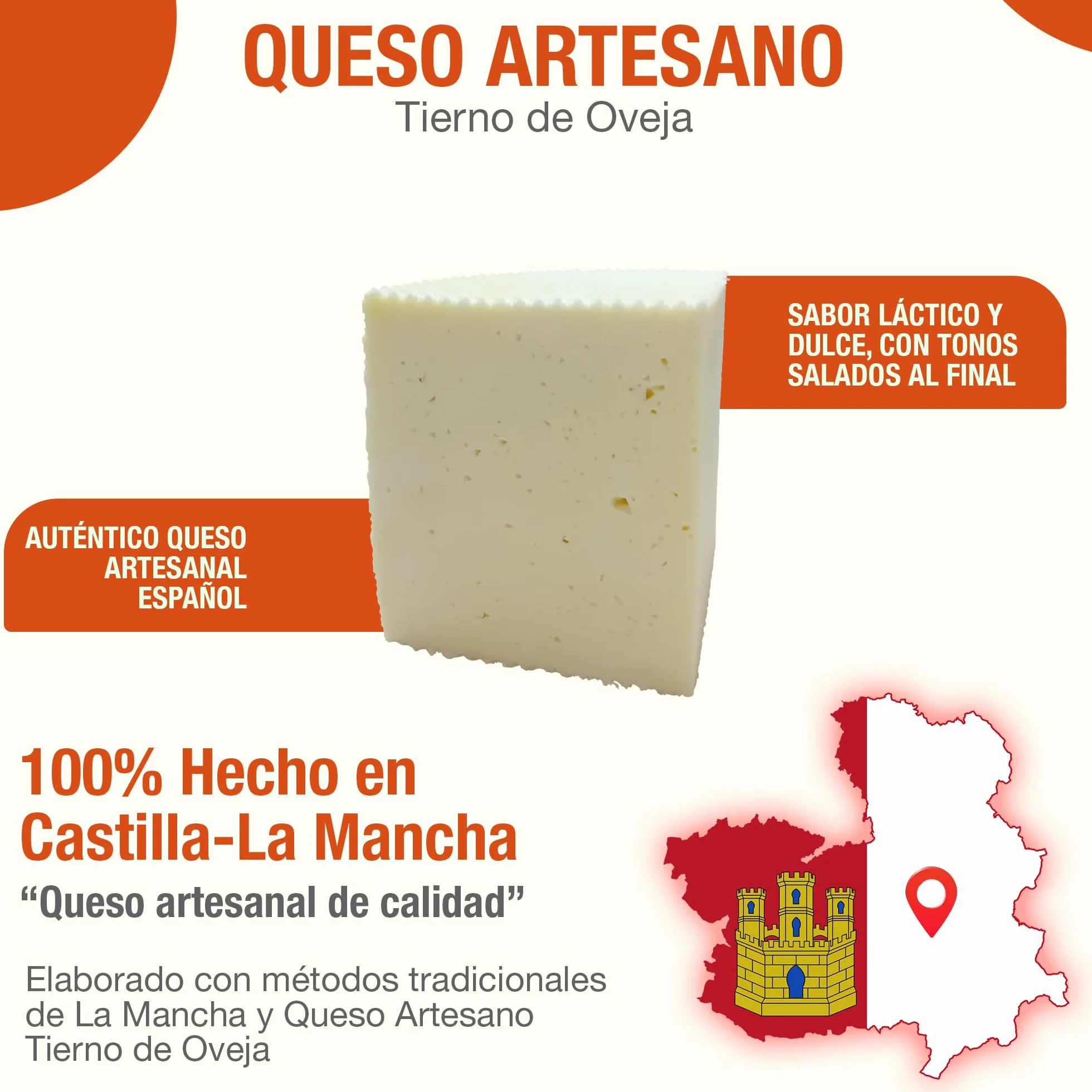 Queso Artesano Tierno de Oveja Pasteurizado 1 kg | Cesta Gourmet Regalo
