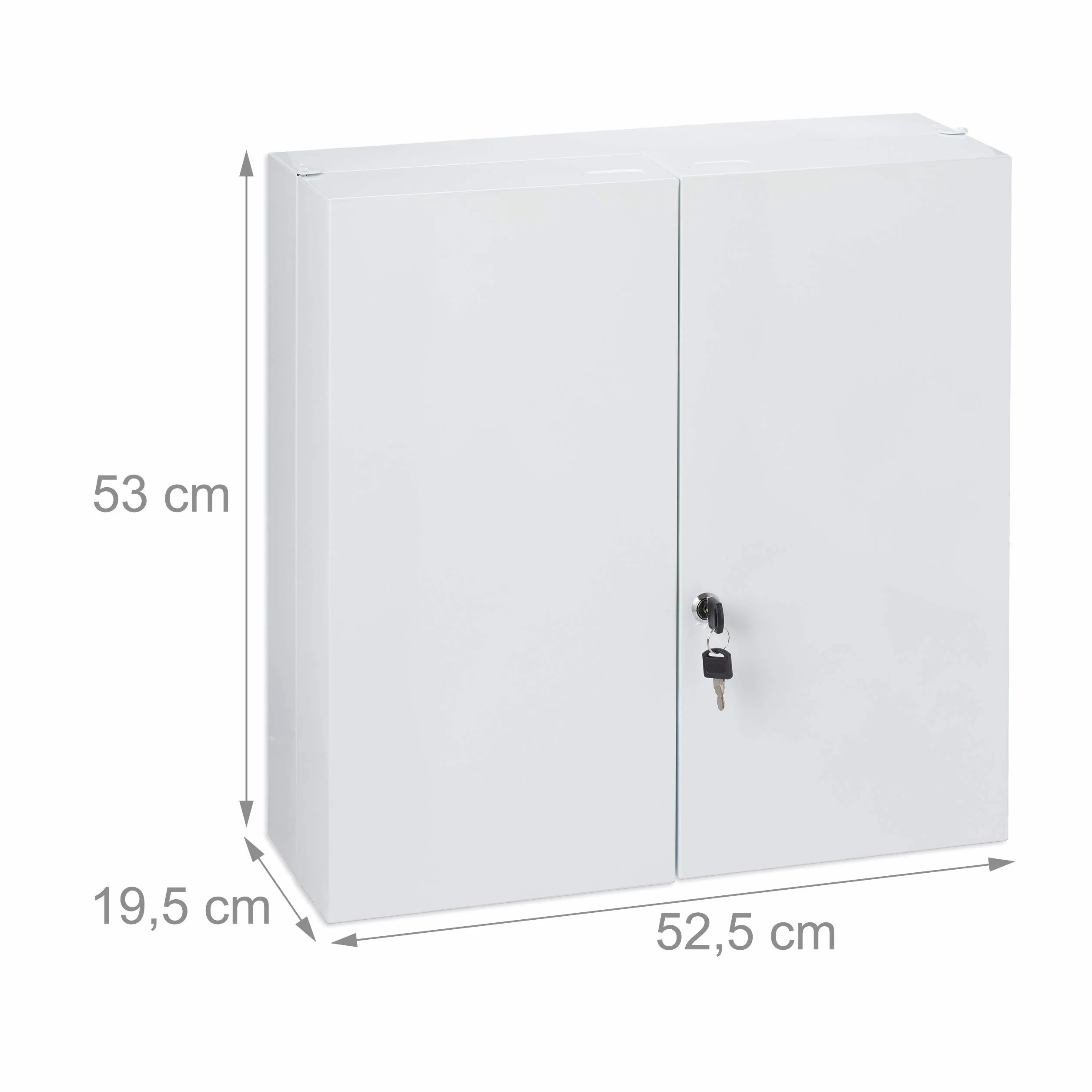 Relaxdays Armario Botiquín Extragrande 2 Puertas Acero 11 Compartimentos Cerradura 53 x 52,5 x 19,5 cm Blanco