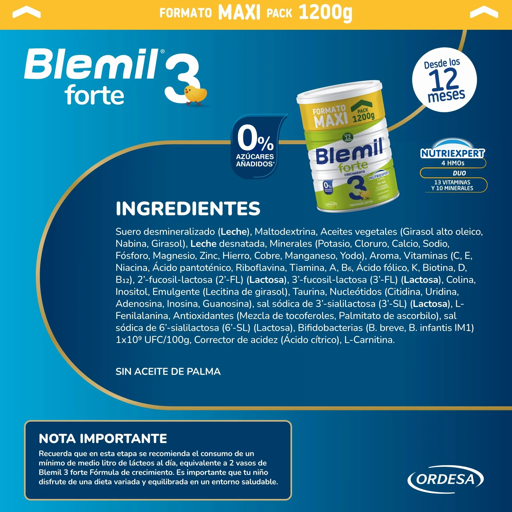 Blemil Plus 3 Forte 1200 g Preparado Lácteo en polvo para Niños 1-3 Años