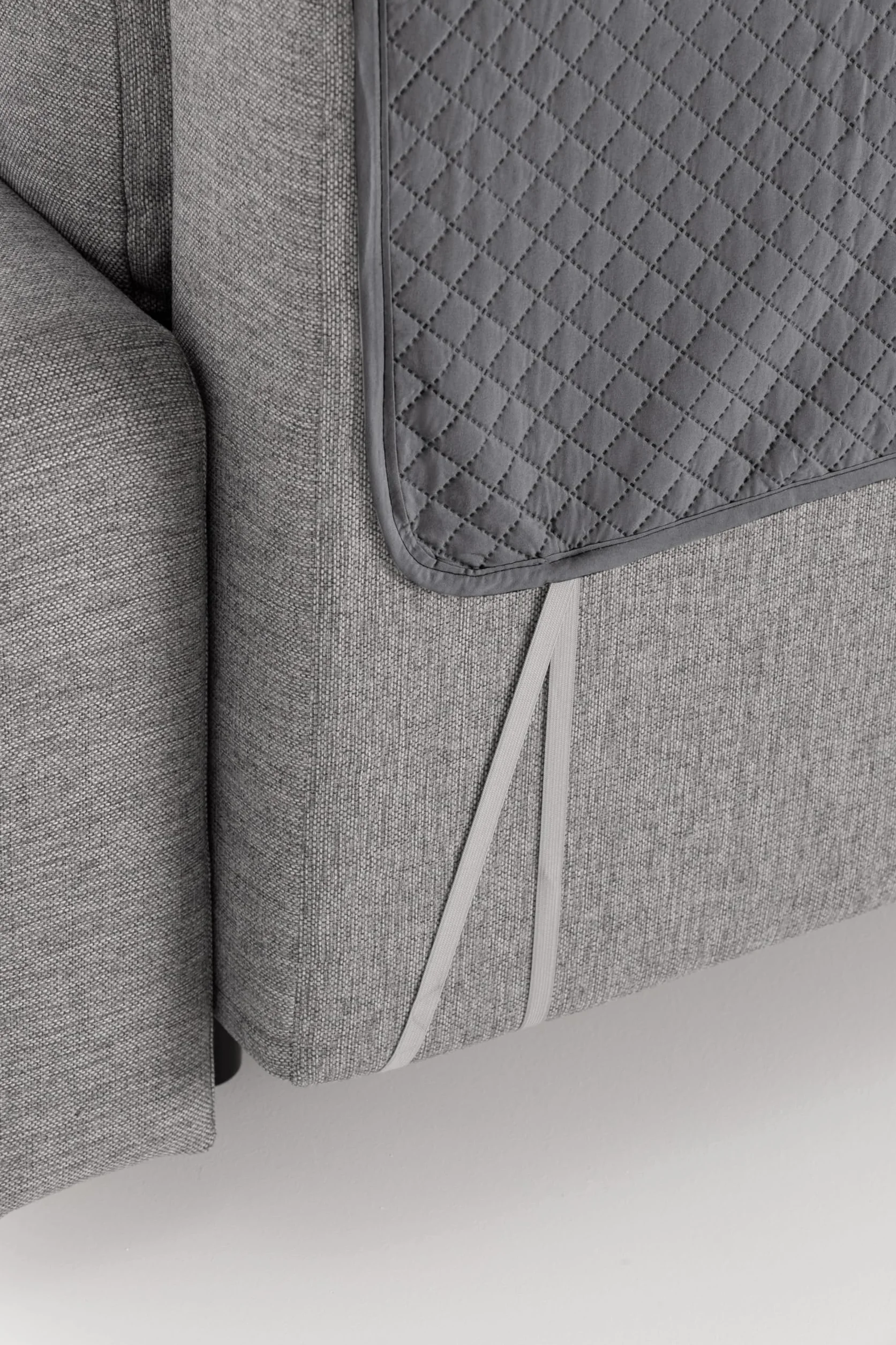 Funda Sofá Chaise Long Adele 240cm Gris Protector Cubre Chaise Longue Acolchado Universal Brazo Derecho