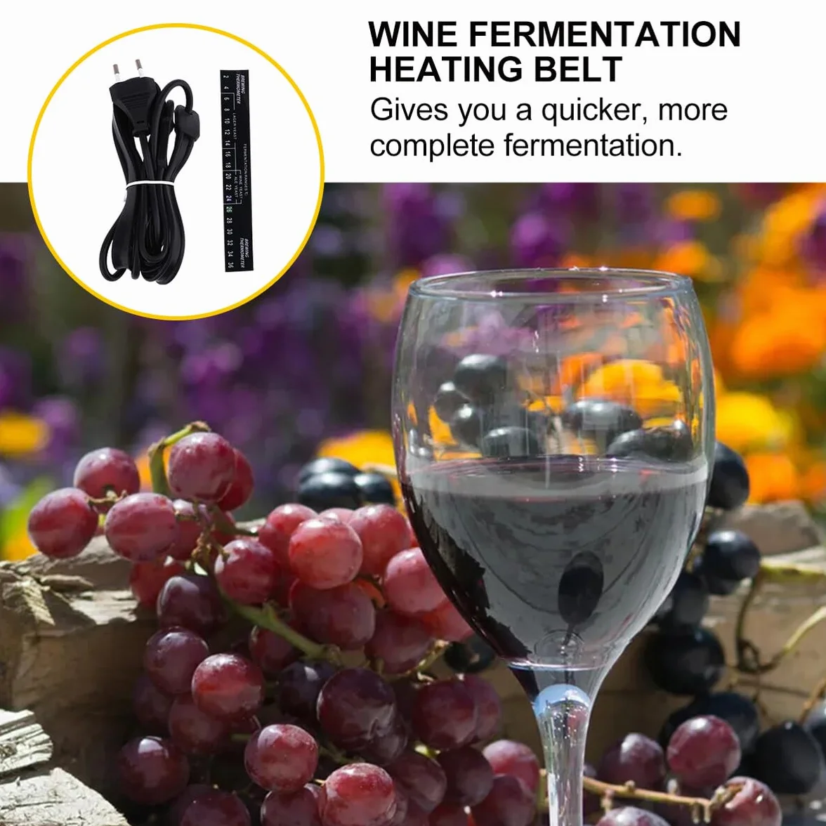 Cinturón de Fermentación Eléctrico para Elaboración Casera de Cerveza y Vino Calentador de Flexible para Fermentadores y Fácil de Almacenar Enchufe UE Negro
