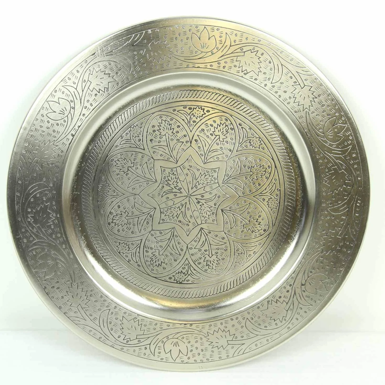 Casa Moro Hoyam TBB407S - Bandeja para servir (redonda, 40 cm de diámetro, metal plateado)
