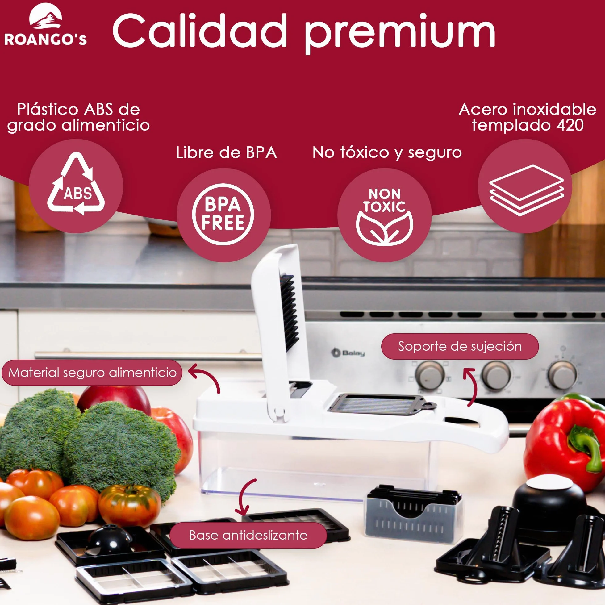 Multifuncional Cortador de Verdura Manual 23 en 1, Mandolina de Cocina Profesional, Picador de Verduras y Patata, Espiralizador, Rallador Cebolla, Cuchillas de Acero Inoxidable, Utensilios de Cocina.