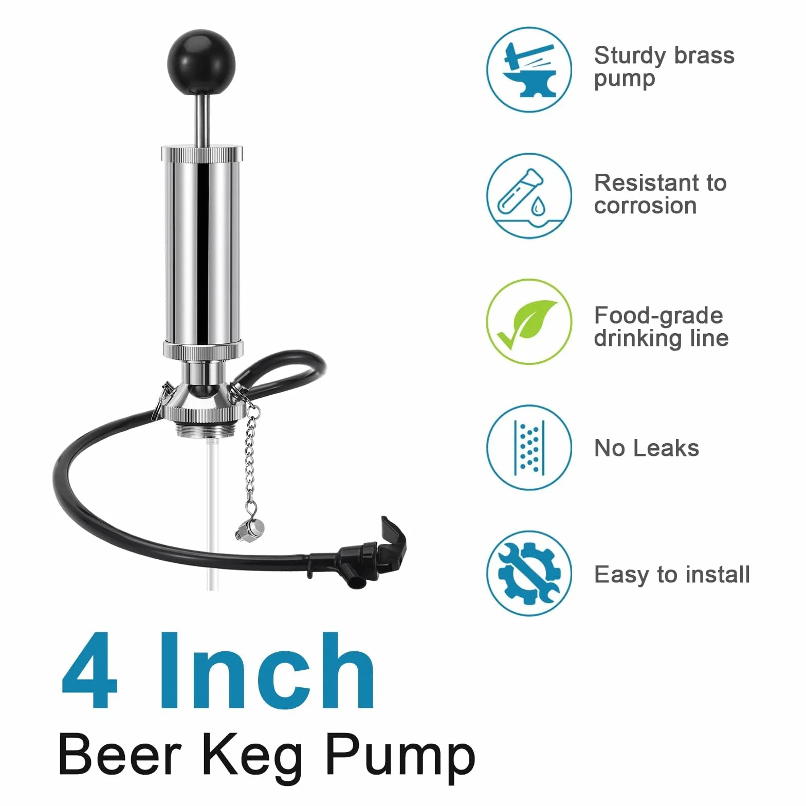 Grifo de barril de cerveza, bomba manual de latón resistente, bomba para fiestas, grifo de cerveza de 4 pulgadas para mini barril, Growler, sonda de acero inoxidable, dispensador de mini barril PRV