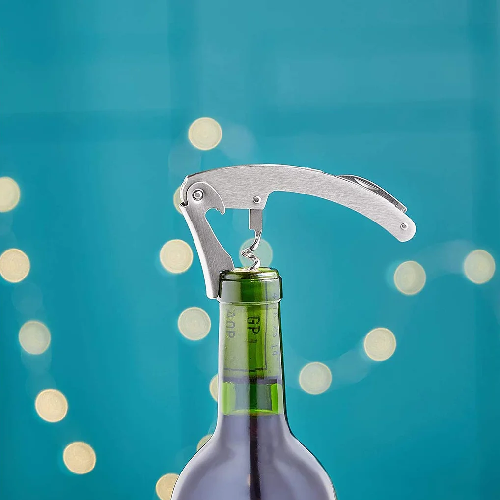 Juego de Abridor de Vino, Sacacorchos de Botella, Abridor de la Botella del Vino para Boda, Fiesta, Set de Regalo con Estuche de Cuero Sintético