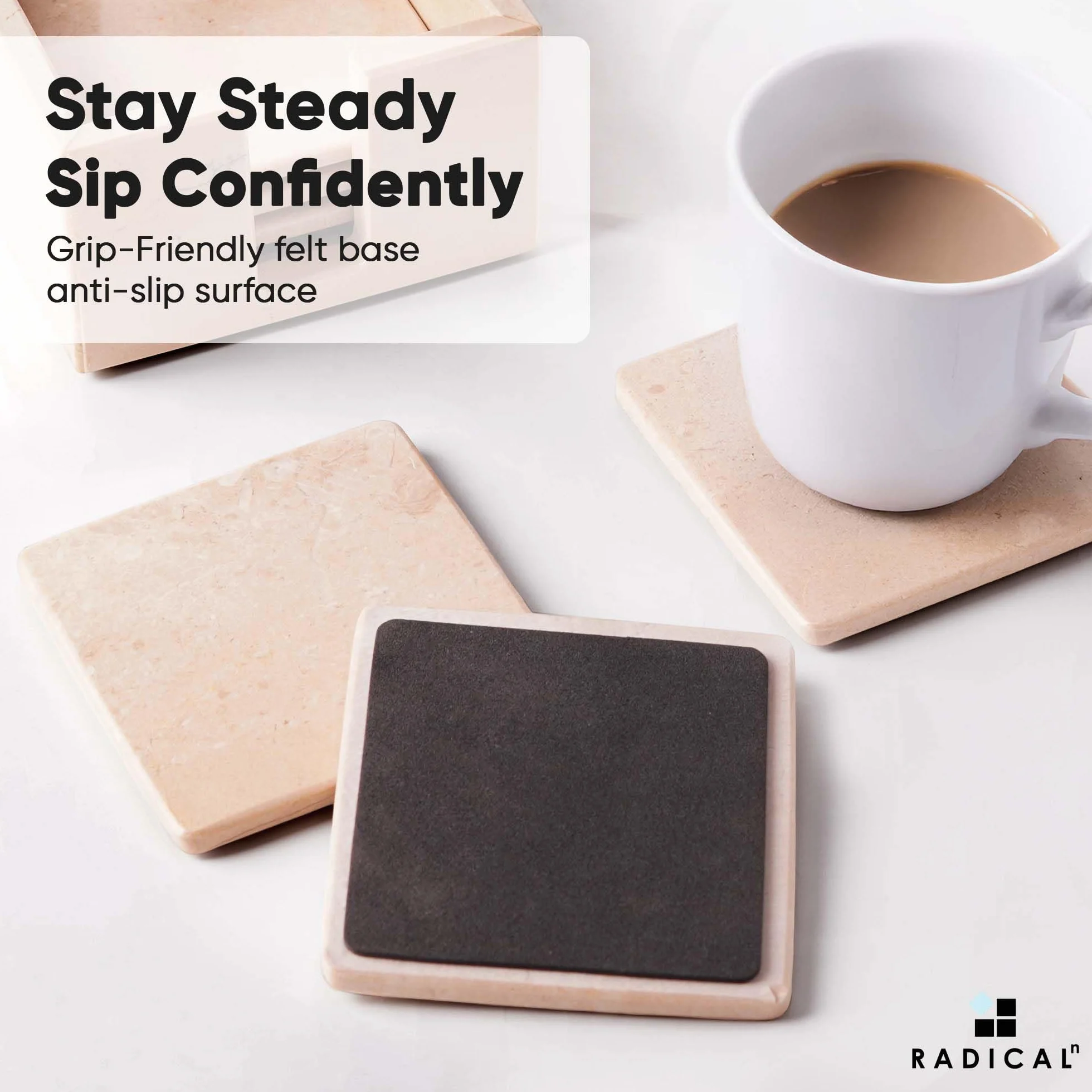 Posavasos Cuadrados de Mármol de 3.5 Pulgadas Hechos a Mano para Decoración Moderna de Escritorio y Cocina
