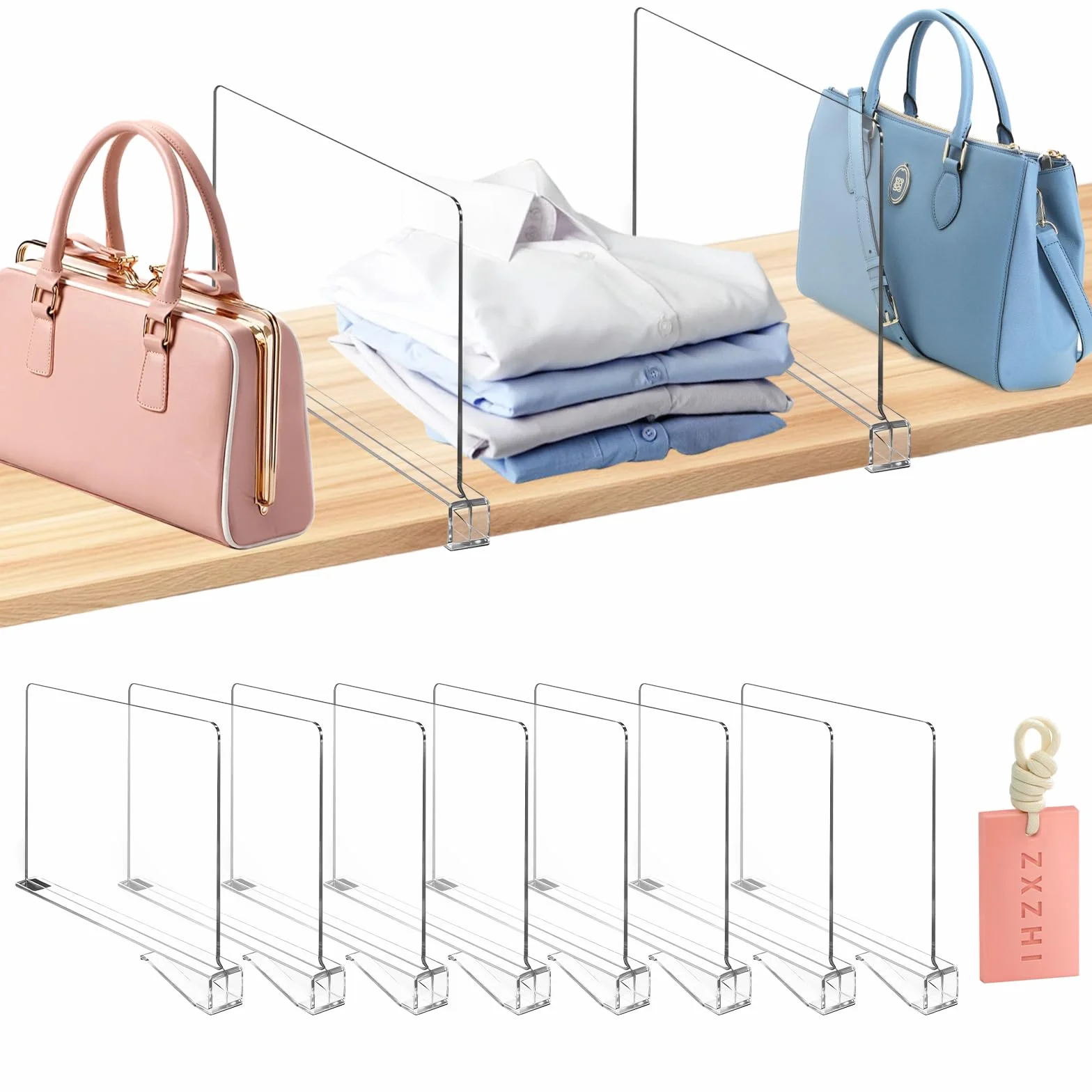 8 Piezas Separadores de Estantes Acrílicos Transparentes, 30 X 20cm,Baldas Armario Interior,Acrílico Transparente Separador Estanteria,Eparador Multifuncional para Armarios, Muebles y Estantería