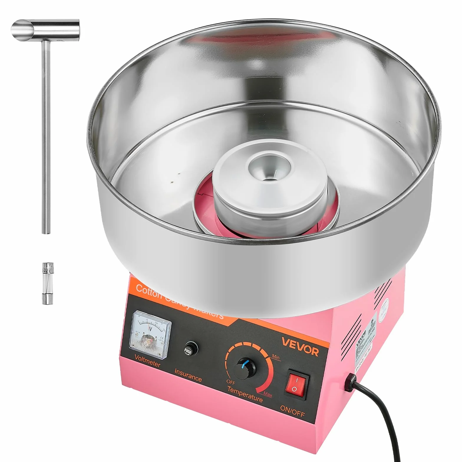 VEVOR Máquina de Algodón de Azúcar Eléctrica 1000 W 38 x 38 x 34 cm Rosa