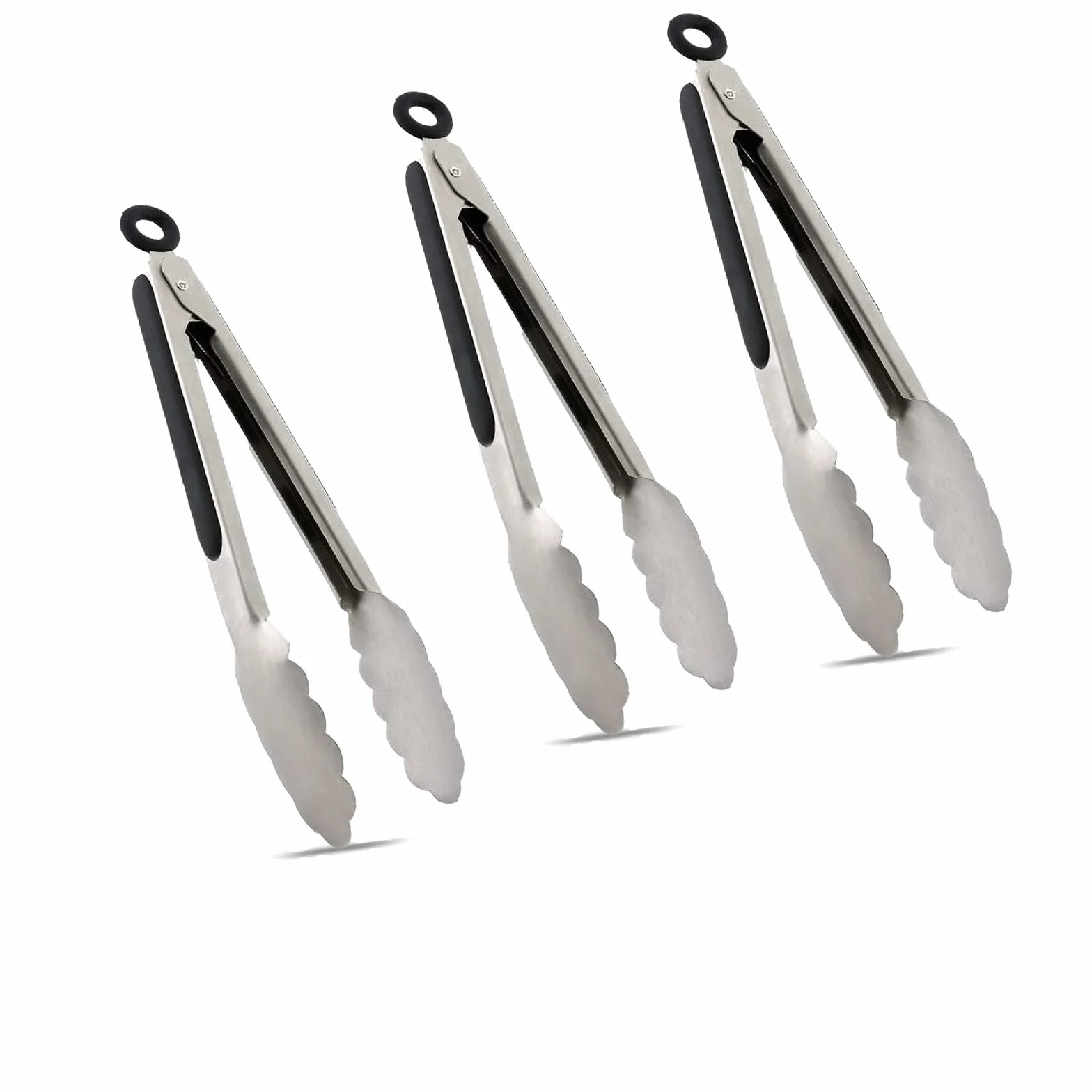 TENTA KITCHEN Cocina Pinzas de Bloqueo con Mango de Silicona,Acero Inoxidable,en Plata y Herramienta de Chef Profesional para cocinar,Hornear