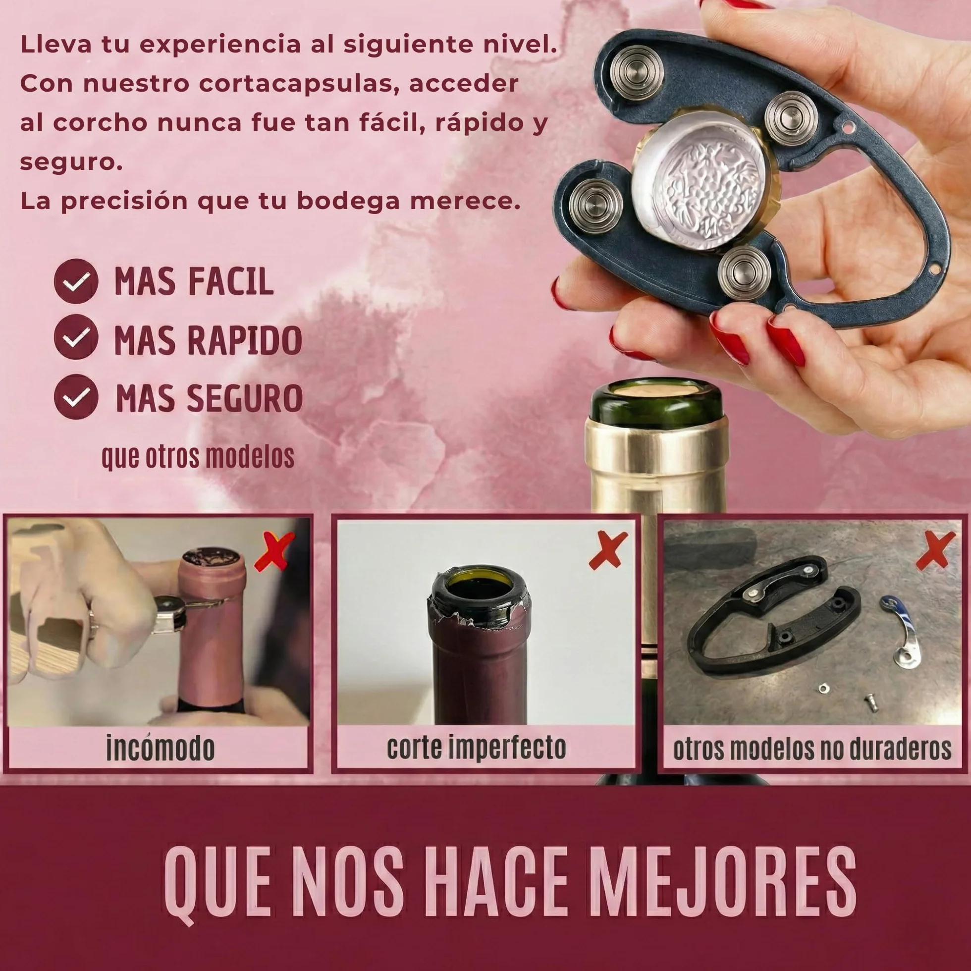 Corta Cápsulas de Vino Imantado (2 Unidades) – Cortador del Cuello de Botella de Vino – Descapsulador Preciso y Seguro – Accesorio para Vino – Ideal para regalo cenas amigos