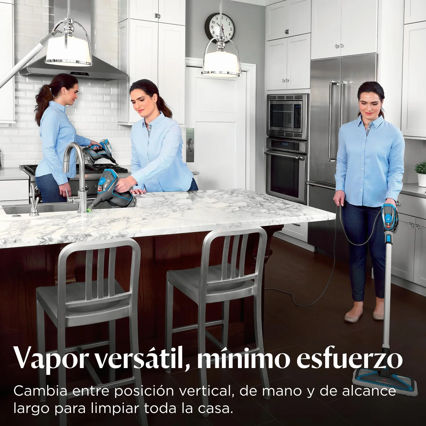 BISSELL PowerFresh Slim Steam, vaporeta 3 en 1, cambia de limpiador de vapor para suelos a limpiador de vapor de mano, vaporizador ligero, multiuso con herramientas, 1600 W, 1,86 kg, 4268N
