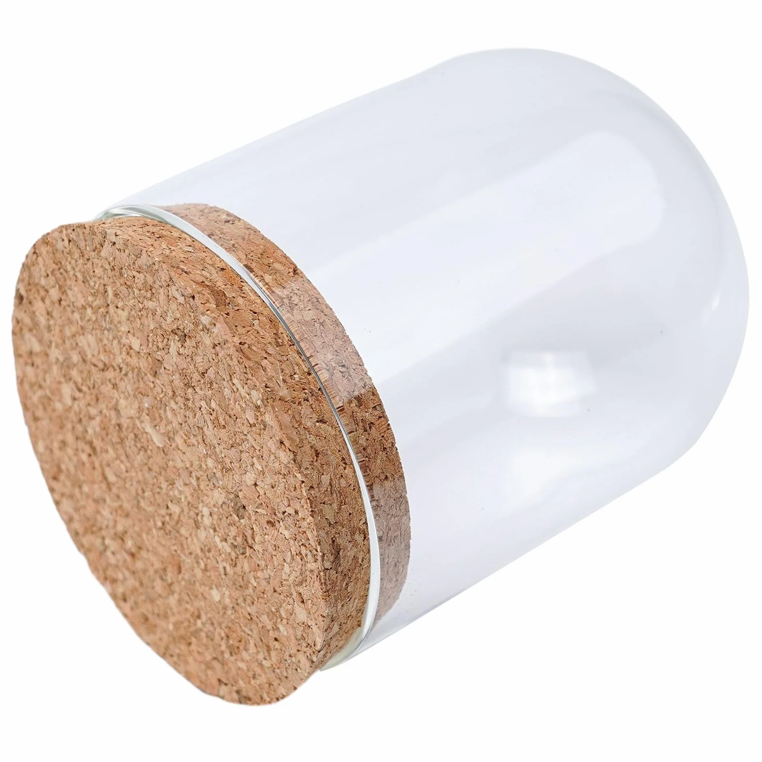 Gdfnmogo Cubierta de cúpula de cristal para plantas suculentas y flores, cristal transparente hecho a mano con base de corcho de madera natural, decoración de mesa para sala de estar, dormitorio