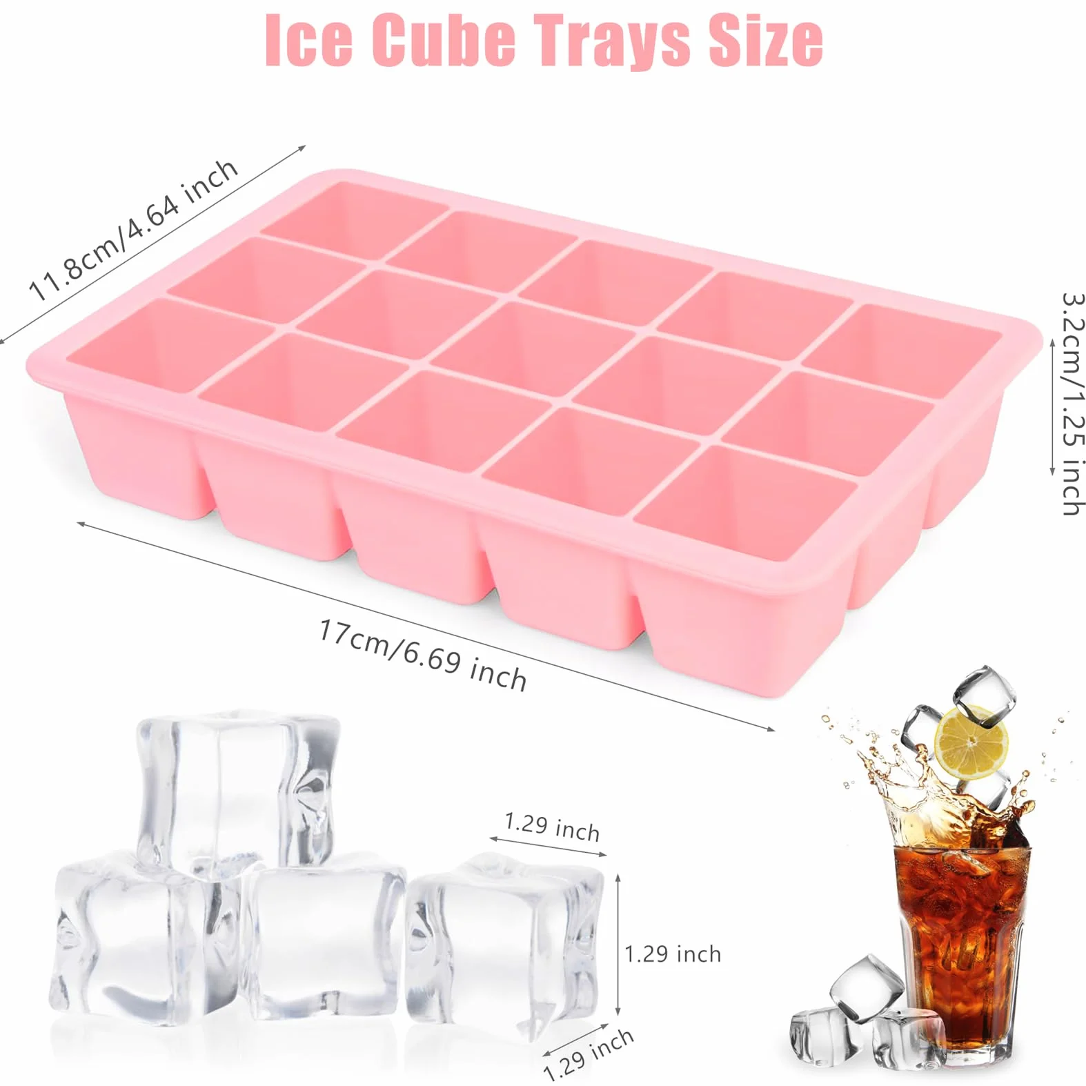 Cubitera de Silicona 45 Compartimentos 3.5 cm sin BPA Rosa Azul Morado