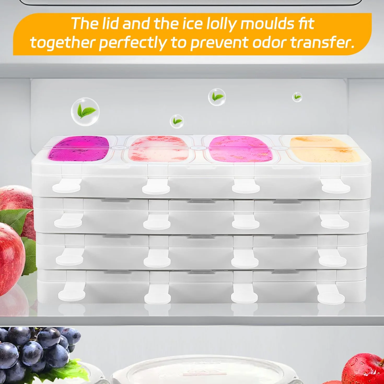 Molde de Helados de Silicona Apilable Sin BPA, Pack de 2 para Helados de Leche y Yogur