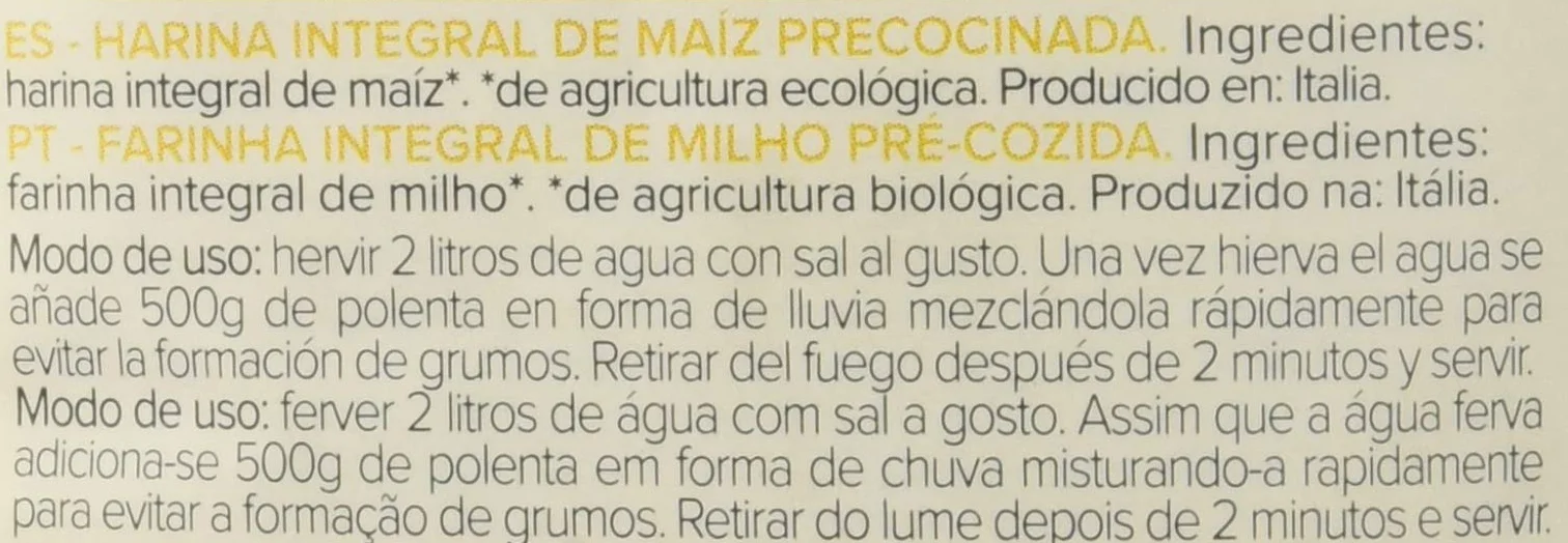 La Finestra Sul Cielo Polenta instantánea integral 500g