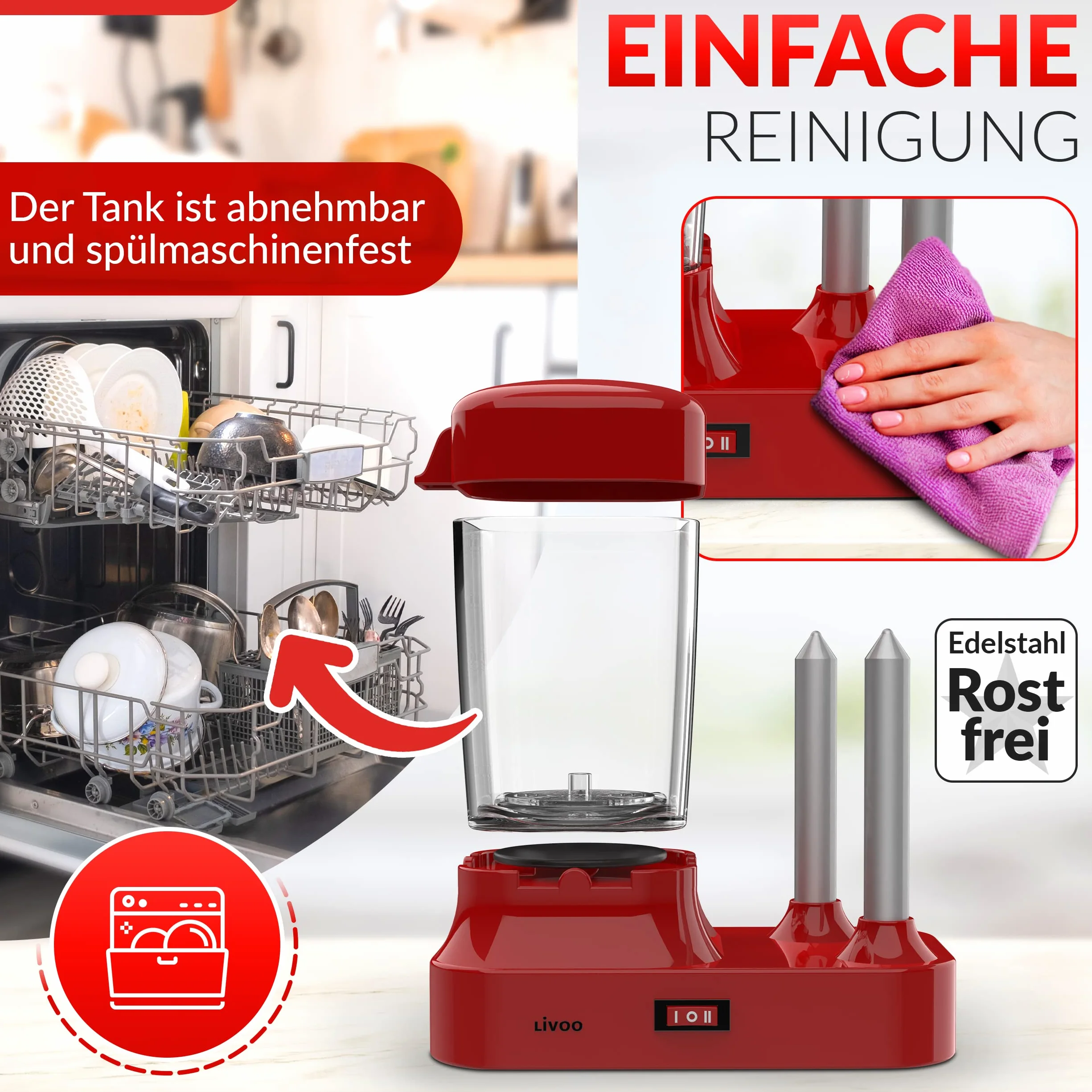 Hot Dog Maker con 2 calentadores de panecillos - Máquina para 6 salchichas - Recipiente térmico extraíble - Calentador de salchichas eléctrico con pinchos de acero inoxidable para calentar panecillos