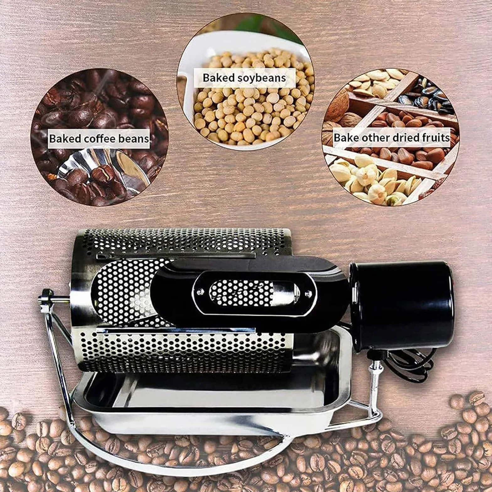 PEIXEN Tostador de café automático 800 g Capacidad Tambor eléctrico Acero Inoxidable