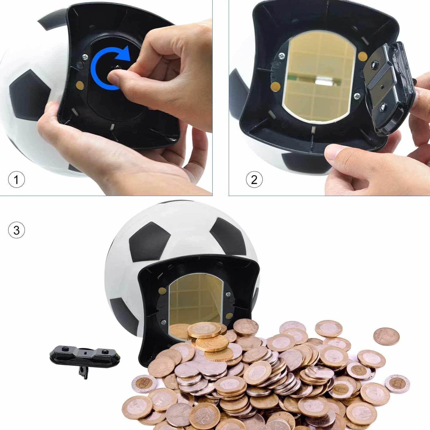 MOMMED Hucha, Contador Digital, Balón de Fútbol, Cerdito para Niños, Electronica LCD