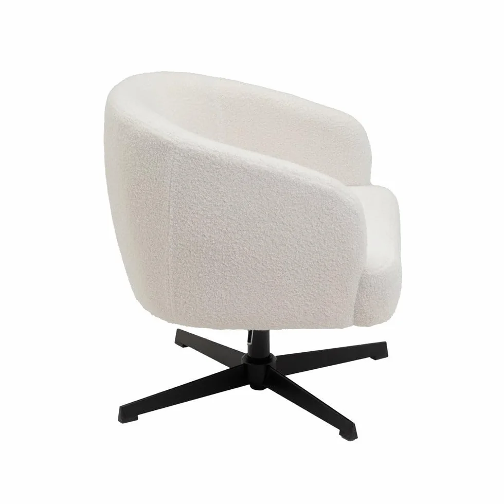 LOLAhome - Sillón Giratorio Regulable en Altura tapizado Borreguito Blanco para salón o Dormitorio. Diseño Redondo Moderno y ergonómico Que aporta Elegancia, Estabilidad y un Tacto Acogedor