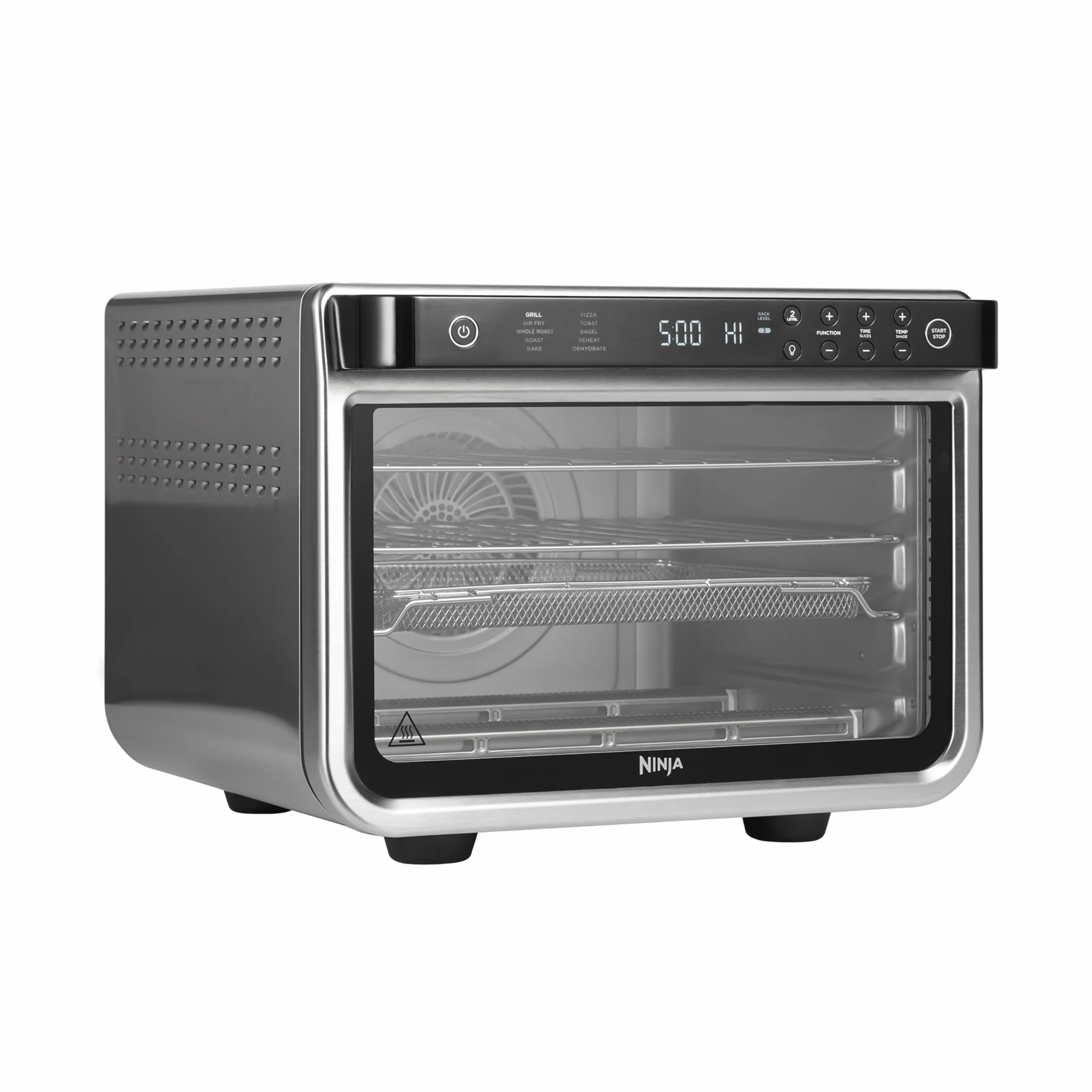 Ninja Foodi Horno multifunción 10 en 1, Mini horno portátil para encimeras y superficies de trabajo, 10 funciones de cocción, Freír con aire, Asar, Parrilla, Hornear y más, en plata y negro, DT200EU