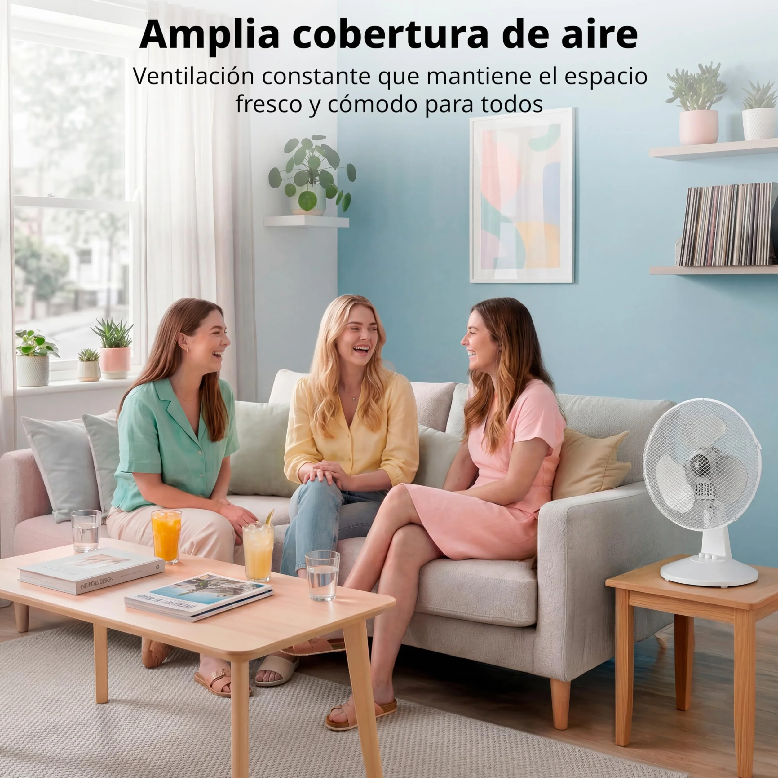 COMFEE Ventilador de Mesa 25W 23cm 2 Velocidades Oscilación 90º Silencioso