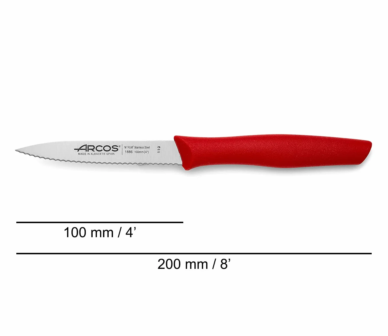 Arcos Set 3 Cuchillos Peladores Acero Inoxidable Mango Ergonómico Polipropileno Serie Nova Rojo