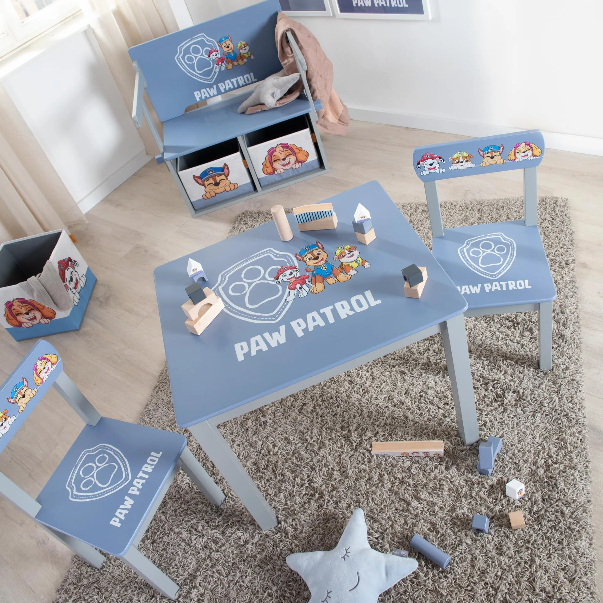 roba Silla Infantil Paw Patrol - Complemento Ideal para el Grupo de Asientos roba - Mueble Infantil para Niños a Partir de 18 Meses - Motivo de los Héroes de la Serie Popular - Madera Gris/Azul