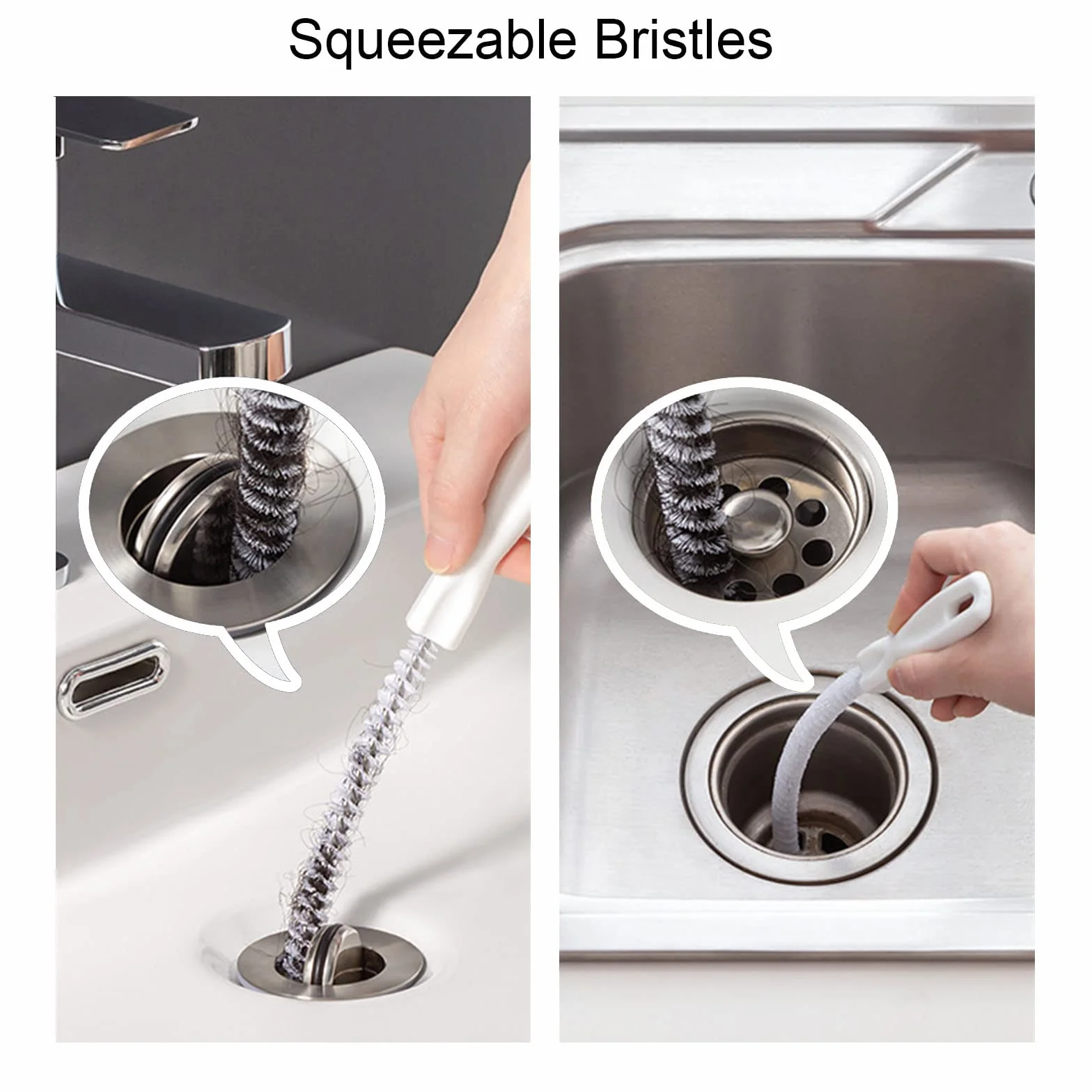 KEYRI 3 Piezas Cepillo de Limpieza para Desagüe, Flexible 45cm Cepillo de Limpieza de Tuberías, Herramienta de Drenaje para Eliminar Pelos y Desatascar, para la Limpieza de Baño Cocina (3 Piezas)