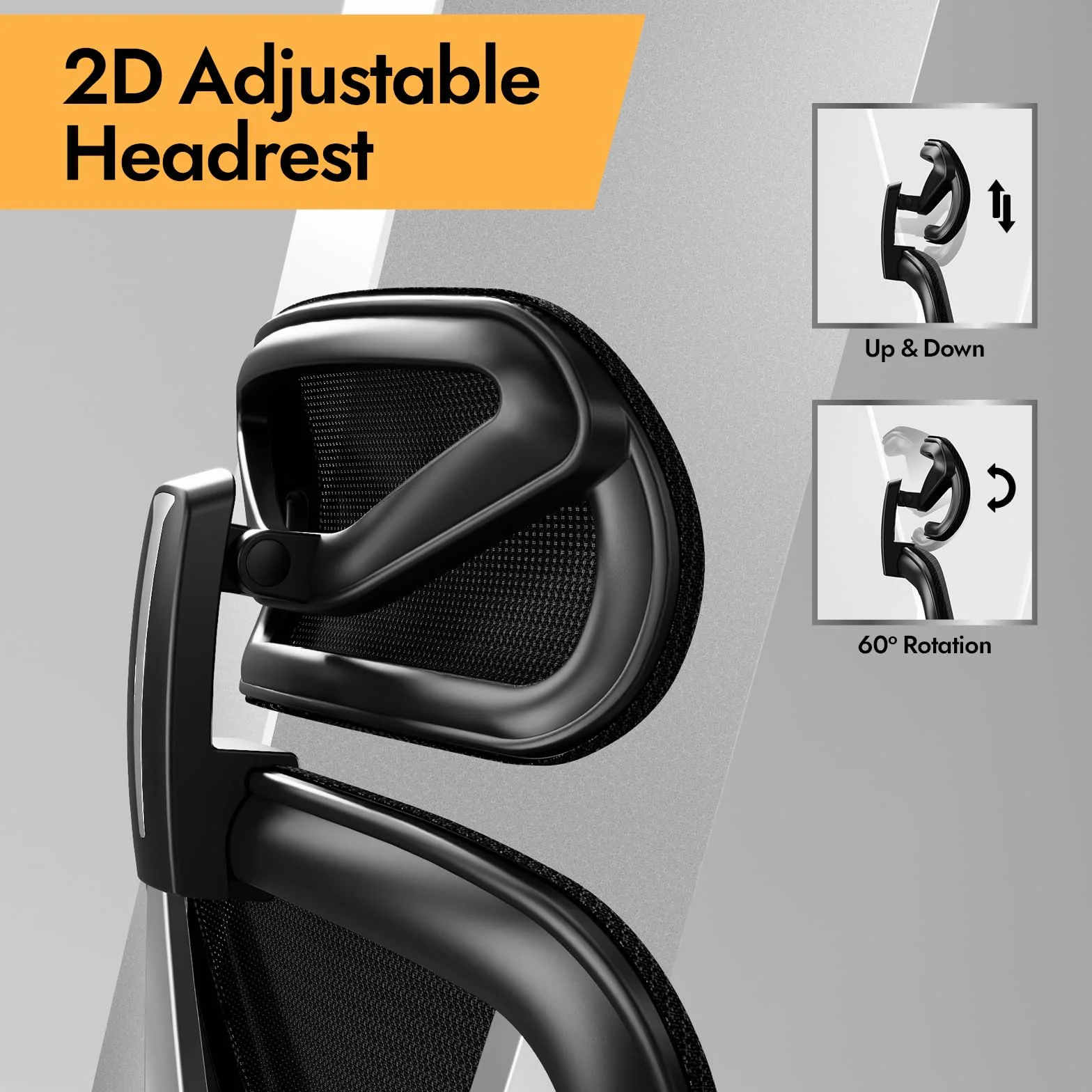 Silla de Oficina Ergonómica HOLLUDLE con Soporte Lumbar 3D y Reposabrazos Ajustables, Negra