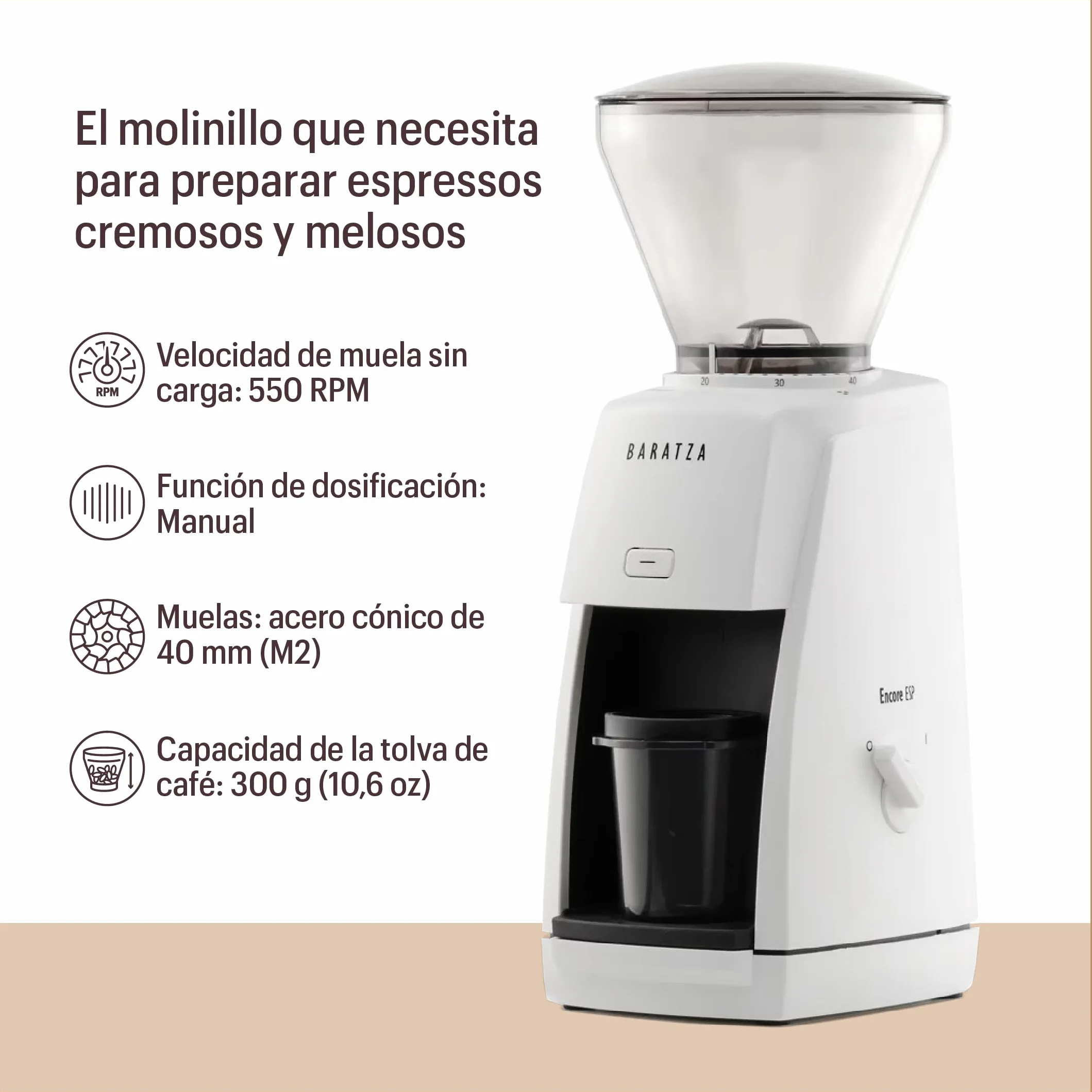 Baratza - Encore ESP 100V Molinillo Eléctrico de Café en Grano - Coffee Grinder Especial para Espresso, Negro