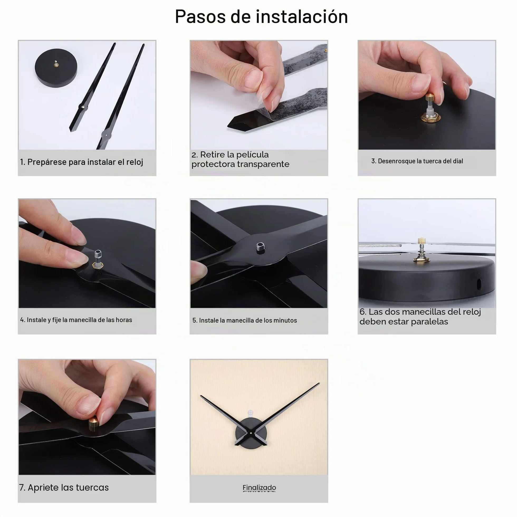 Lafocuse Agujas 3D Reloj de Pared Grande 60cm, DIY Silencioso Mecanico, Metal Negro Moderno