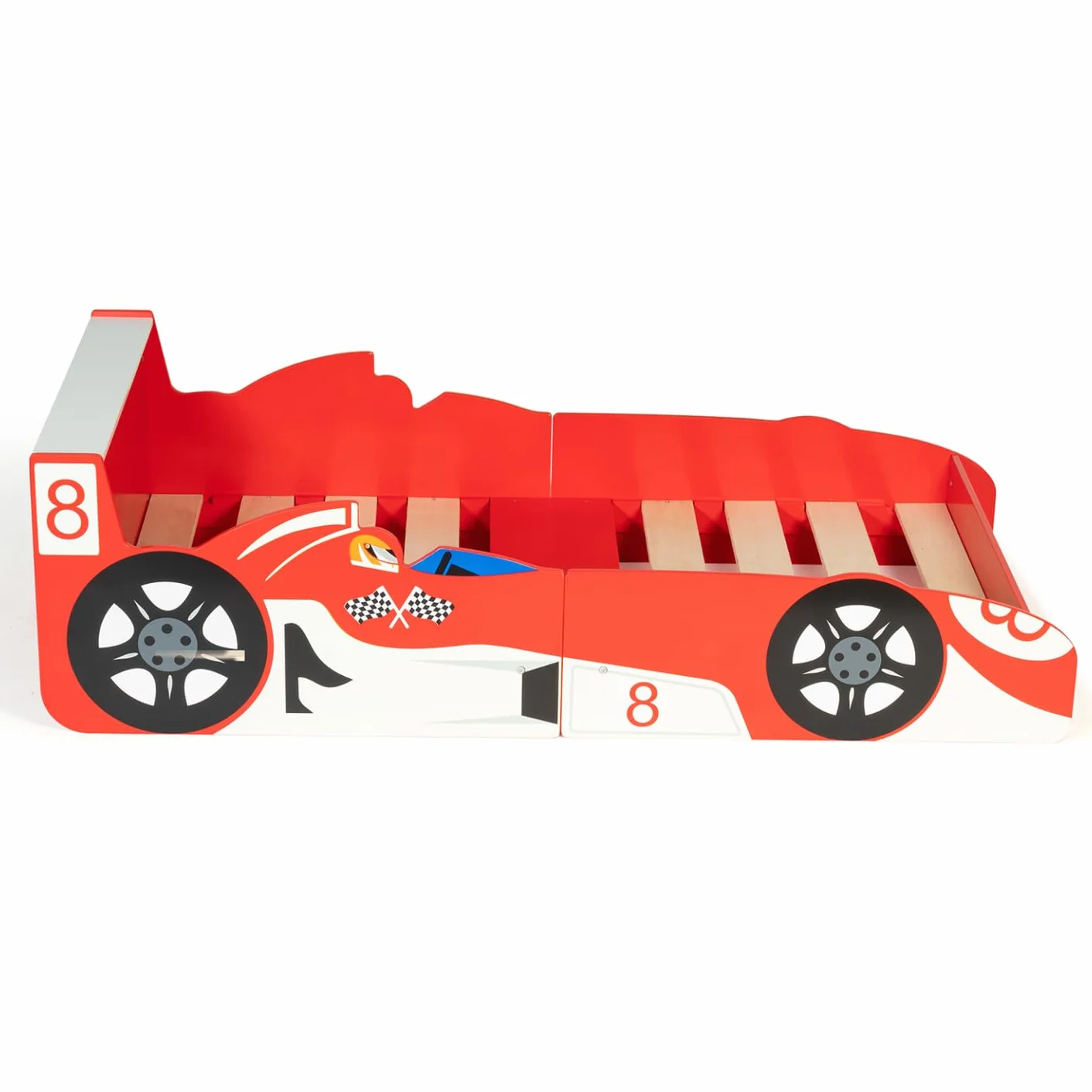 IDMarket – Cama infantil coche Fórmula 1 Teddi 70 x 140 cm, color rojo